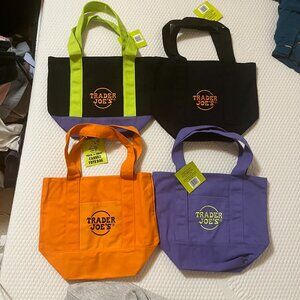 NEW TRADER JOE'S HALLOWEEN MINI CANVAS TOTE BAG - SET Of 4 - READY TO SHIP!